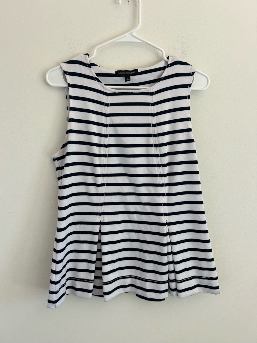 Banana Republic White and Black Striped Sleeveless Tank
